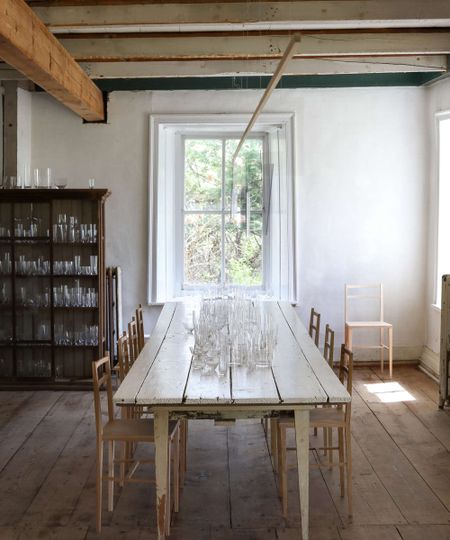 table covered in glassware